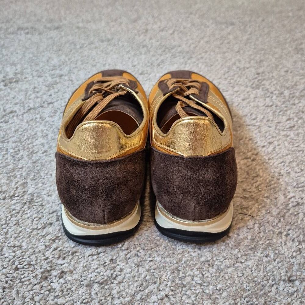 Anthropologie Jeffrey Campbell Track Star Sneakers Size 7 Brown Gold - Picture 2 of 9
